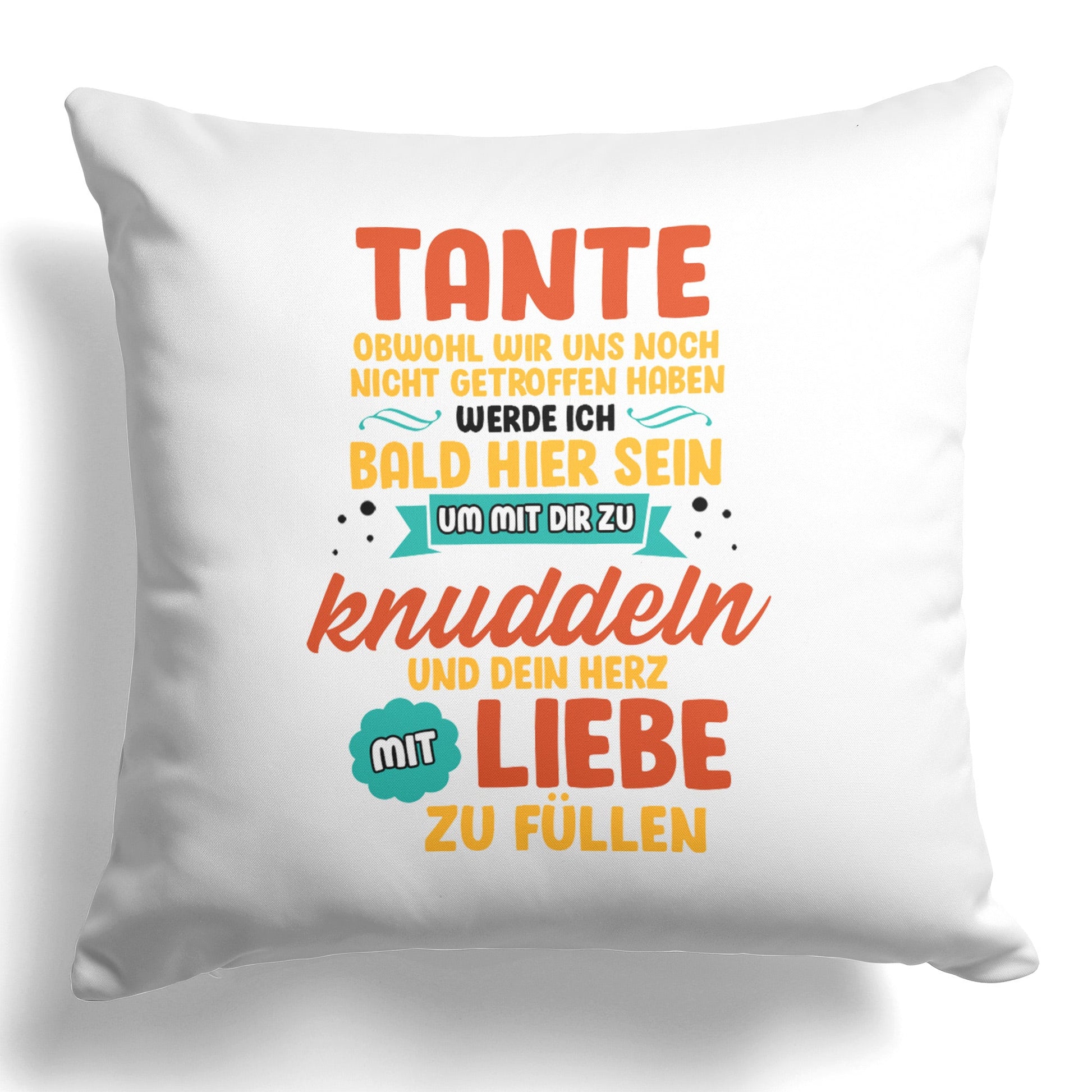 22Feels® Du Wirst Tante Frauen Schwangerschaft Geschenk - Kissen mit Spruch (Weiss 40x40cm)-Kissen Weiss 40x40-22Feels