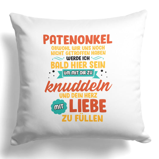 22Feels® Du Wirst Patenonkel Männer Schwangerschaft Geschenk - Kissen mit Spruch (Weiss 40x40cm)-Kissen Weiss 40x40-22Feels