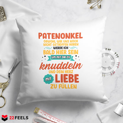 22Feels® Du Wirst Patenonkel Männer Schwangerschaft Geschenk - Kissen mit Spruch (Weiss 40x40cm)-Kissen Weiss 40x40-22Feels