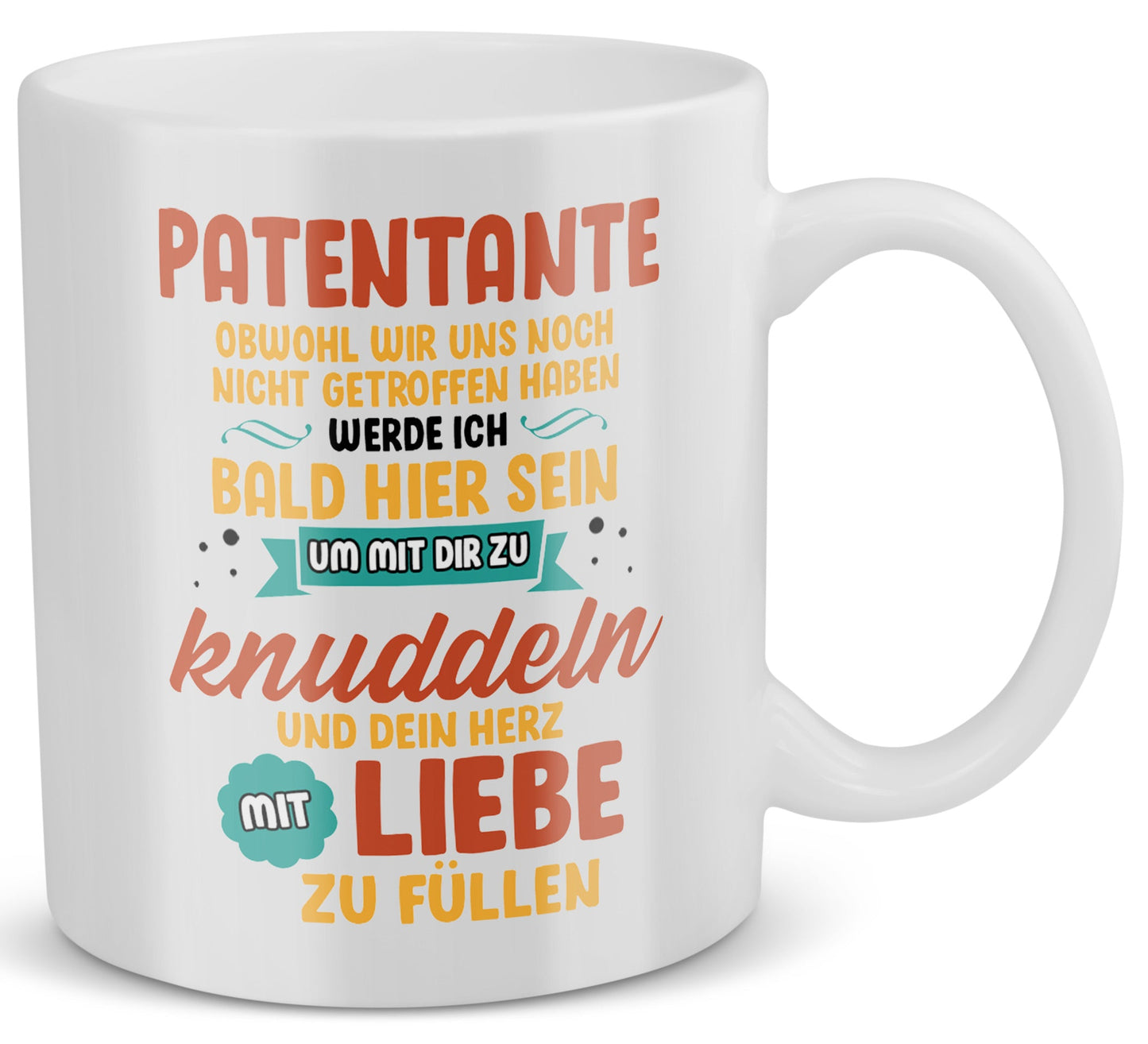 22Feels® Geschenk für werdende Patentanten - Du Wirst Tasse mit Spruch: Obwohl wir uns noch nicht getroffen haben (Weiss, 320ml)-Weisse Tasse 320ml-22Feels