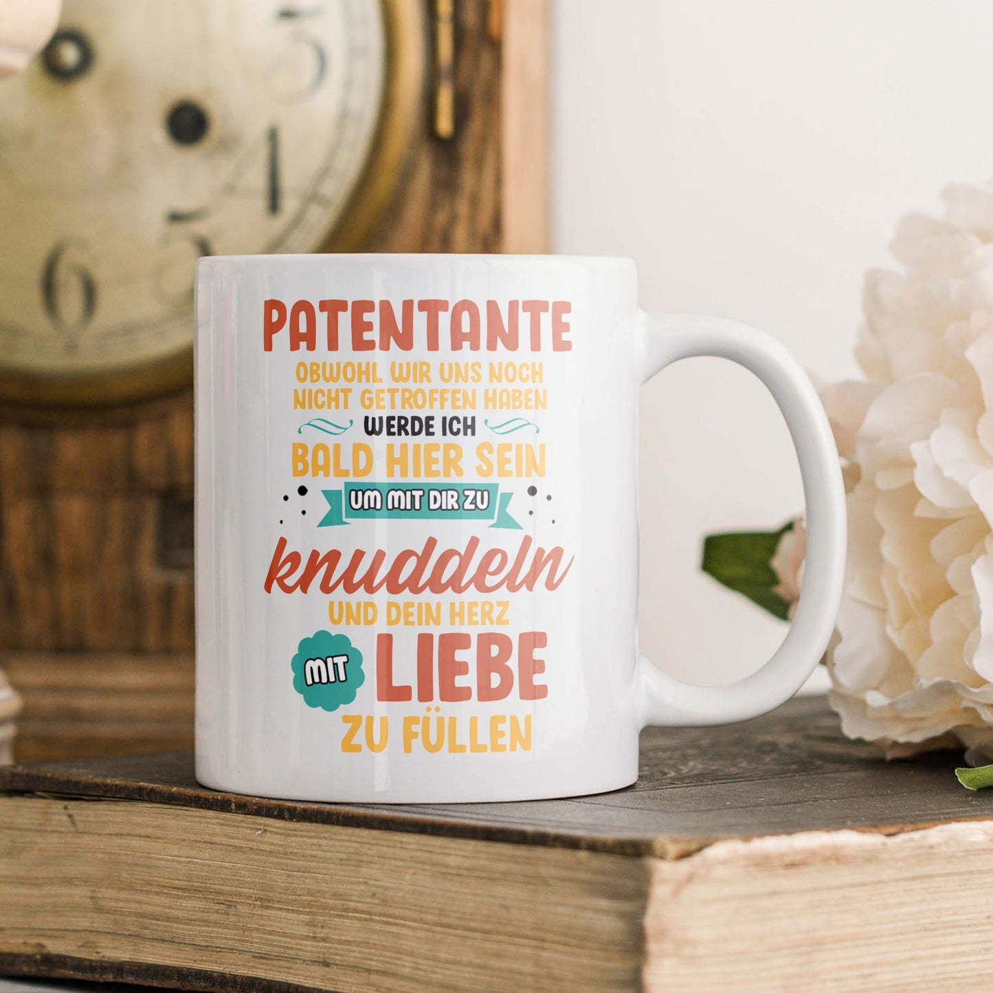 22Feels® Geschenk für werdende Patentanten - Du Wirst Tasse mit Spruch: Obwohl wir uns noch nicht getroffen haben (Weiss, 320ml)-Weisse Tasse 320ml-22Feels