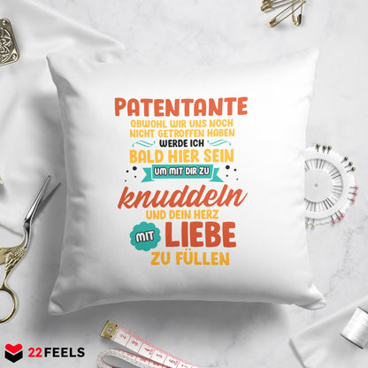 22Feels® Du Wirst Patentante Frauen Schwangerschaft Geschenk - Kissen mit Spruch (Weiss 40x40cm)-Kissen Weiss 40x40-22Feels