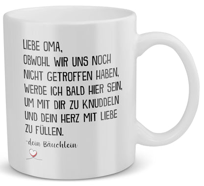 22Feels® Geschenk für werdende Grossmütter - Du Wirst Oma Tasse mit Spruch: Obwohl wir uns noch nicht getroffen haben (Weiss, 320ml)-Weisse Tasse 320ml-22Feels