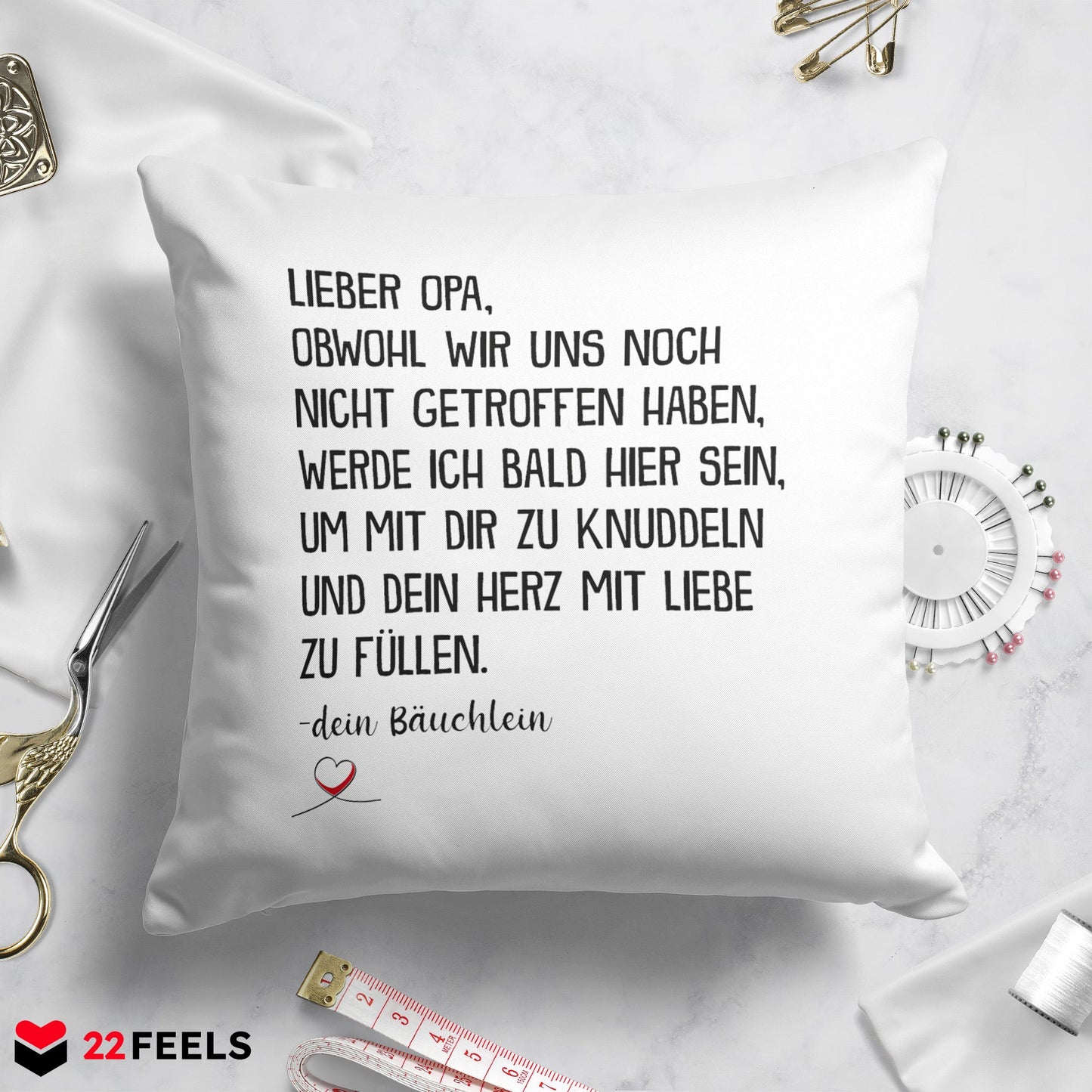 22Feels® Du Wirst Opa Männer Schwangerschaft Geschenk für werdende Grossväter - Kissen mit Spruch (Weiss 40x40cm)-Kissen Weiss 40x40-22Feels