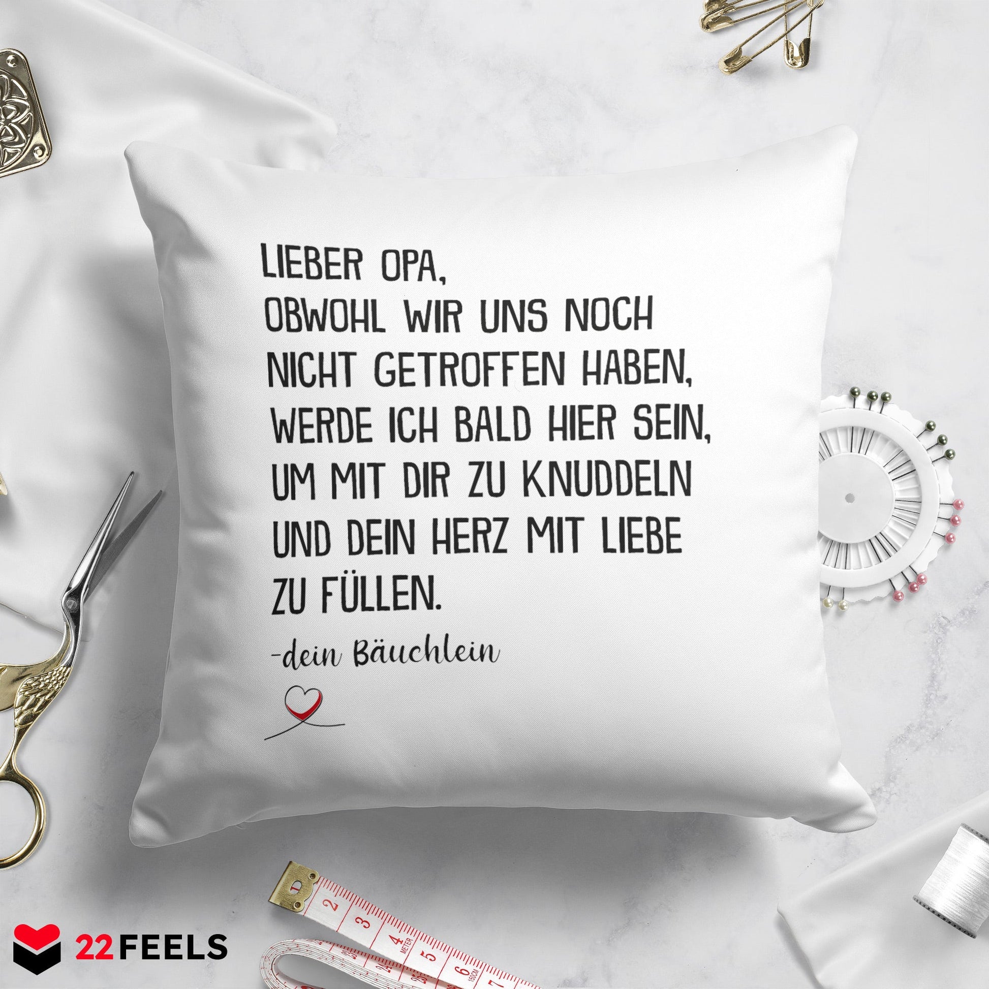 22Feels® Du Wirst Opa Männer Schwangerschaft Geschenk für werdende Grossväter - Kissen mit Spruch (Weiss 40x40cm)-Kissen Weiss 40x40-22Feels