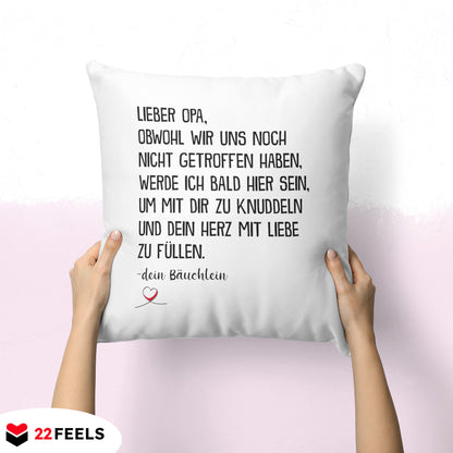22Feels® Du Wirst Opa Männer Schwangerschaft Geschenk für werdende Grossväter - Kissen mit Spruch (Weiss 40x40cm)-Kissen Weiss 40x40-22Feels