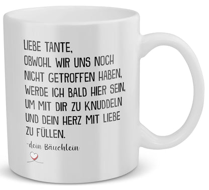 22Feels® Geschenk für werdende Tanten - Du Wirst Tante Tasse mit Spruch: Obwohl wir uns noch nicht getroffen haben (Weiss, 320ml)-Weisse Tasse 320ml-22Feels