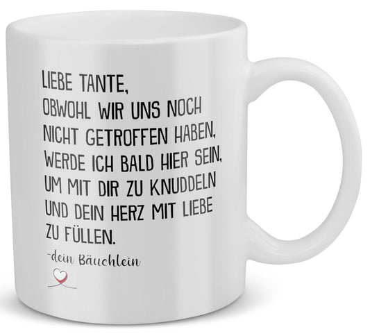22Feels® Geschenk für werdende Tanten - Du Wirst Tante Tasse mit Spruch: Obwohl wir uns noch nicht getroffen haben (Weiss, 320ml)-Weisse Tasse 320ml-22Feels