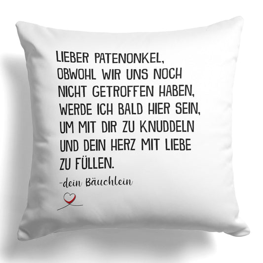 22Feels® Du Wirst Patenonkel Männer Schwangerschaft Geschenk - Kissen mit Spruch (Weiss 40x40cm)-Kissen Weiss 40x40-22Feels