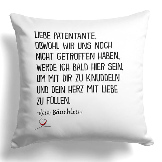 22Feels® Du Wirst Patentante Frauen Schwangerschaft Geschenk - Kissen mit Spruch (Weiss 40x40cm)-Kissen Weiss 40x40-22Feels