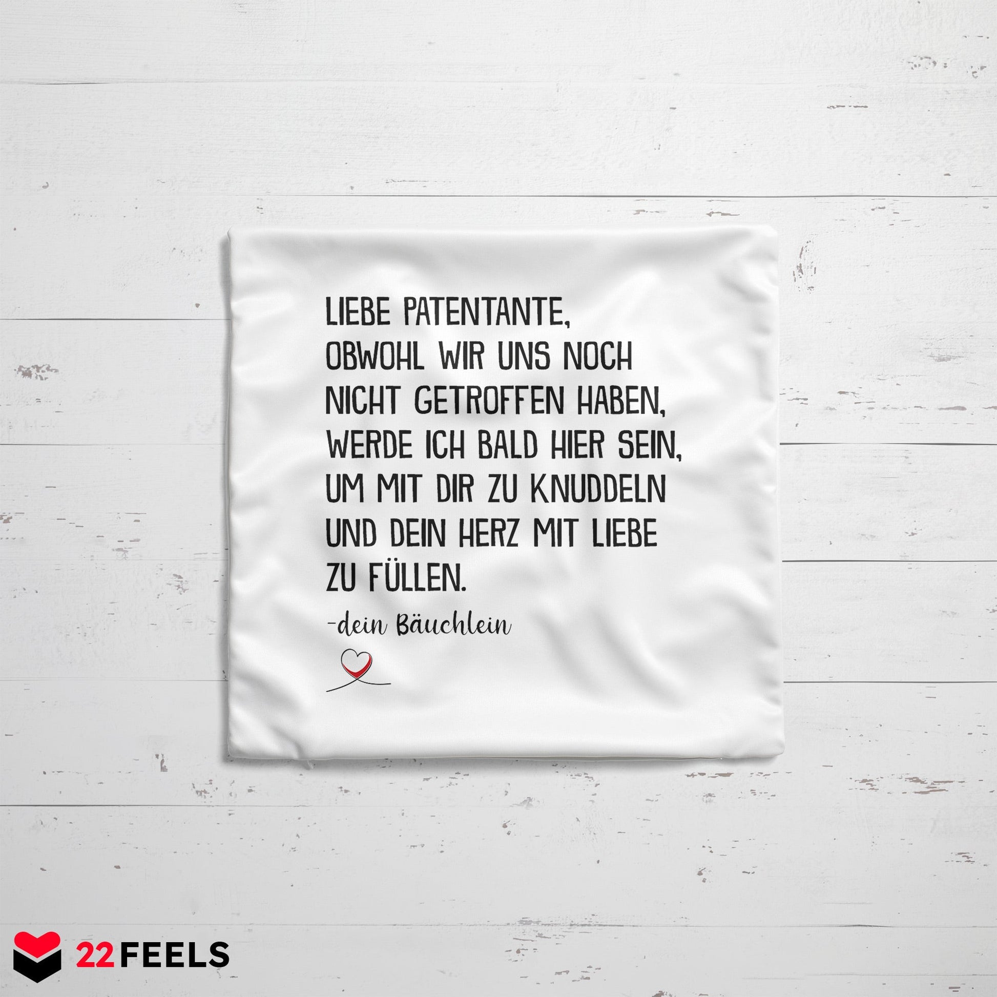 22Feels® Du Wirst Patentante Frauen Schwangerschaft Geschenk - Kissen mit Spruch (Weiss 40x40cm)-Kissen Weiss 40x40-22Feels