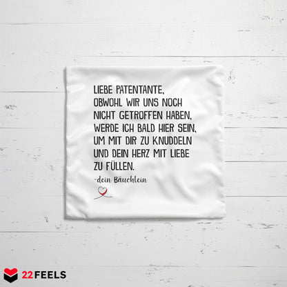 22Feels® Du Wirst Patentante Frauen Schwangerschaft Geschenk - Kissen mit Spruch (Weiss 40x40cm)-Kissen Weiss 40x40-22Feels