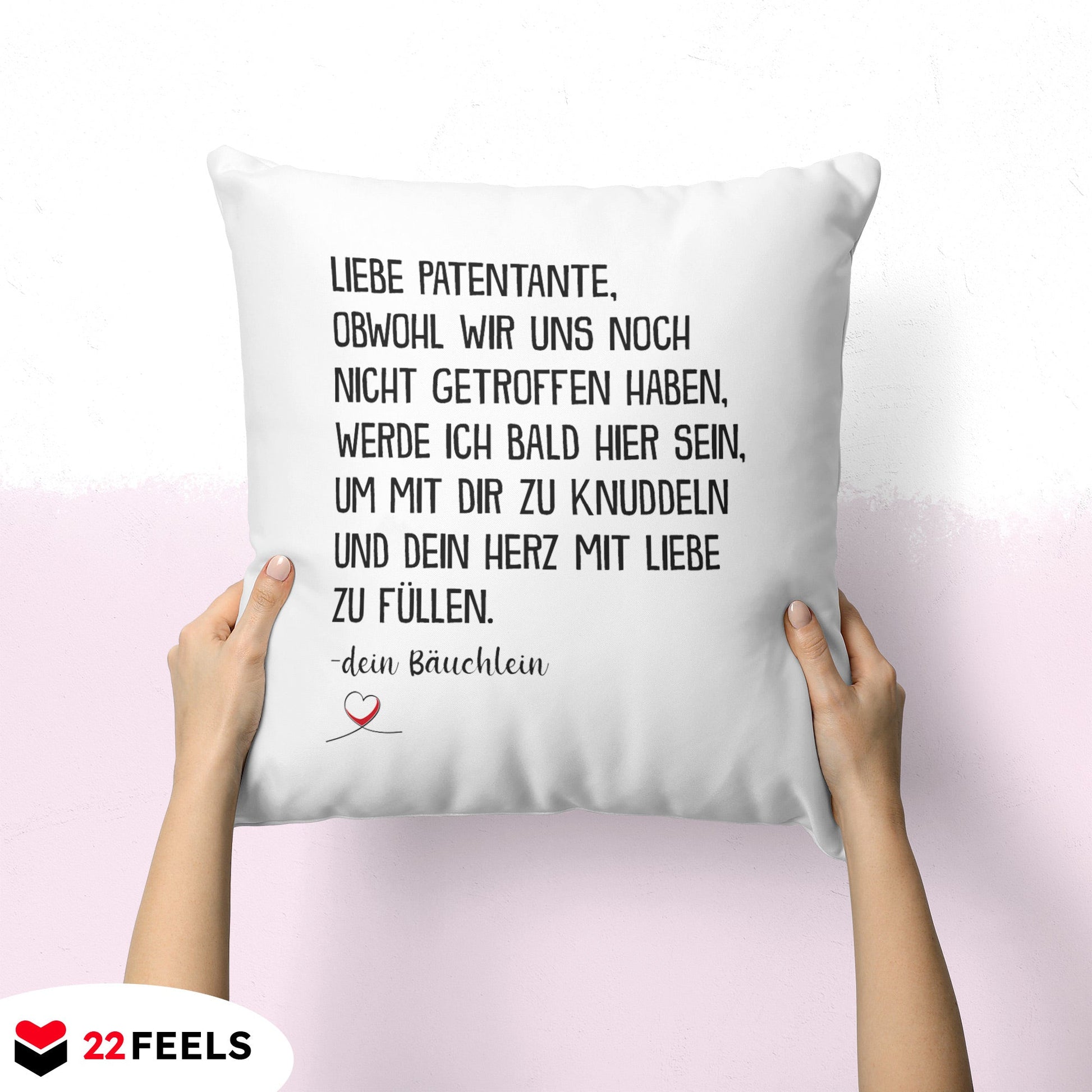 22Feels® Du Wirst Patentante Frauen Schwangerschaft Geschenk - Kissen mit Spruch (Weiss 40x40cm)-Kissen Weiss 40x40-22Feels