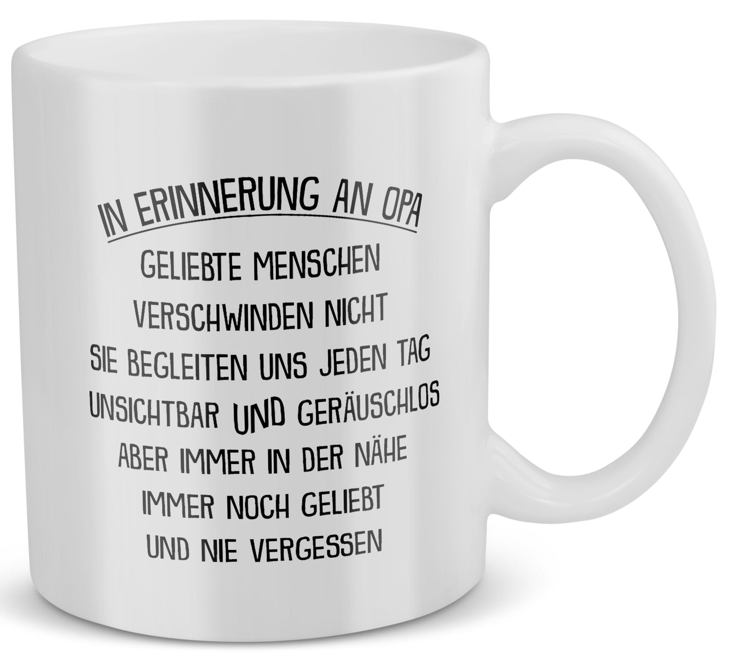22Feels® Geschenk zum Andenken - Tasse mit Spruch: In Erinnerung An Opa (Weiss, 320ml)-Weisse Tasse 320ml-22Feels