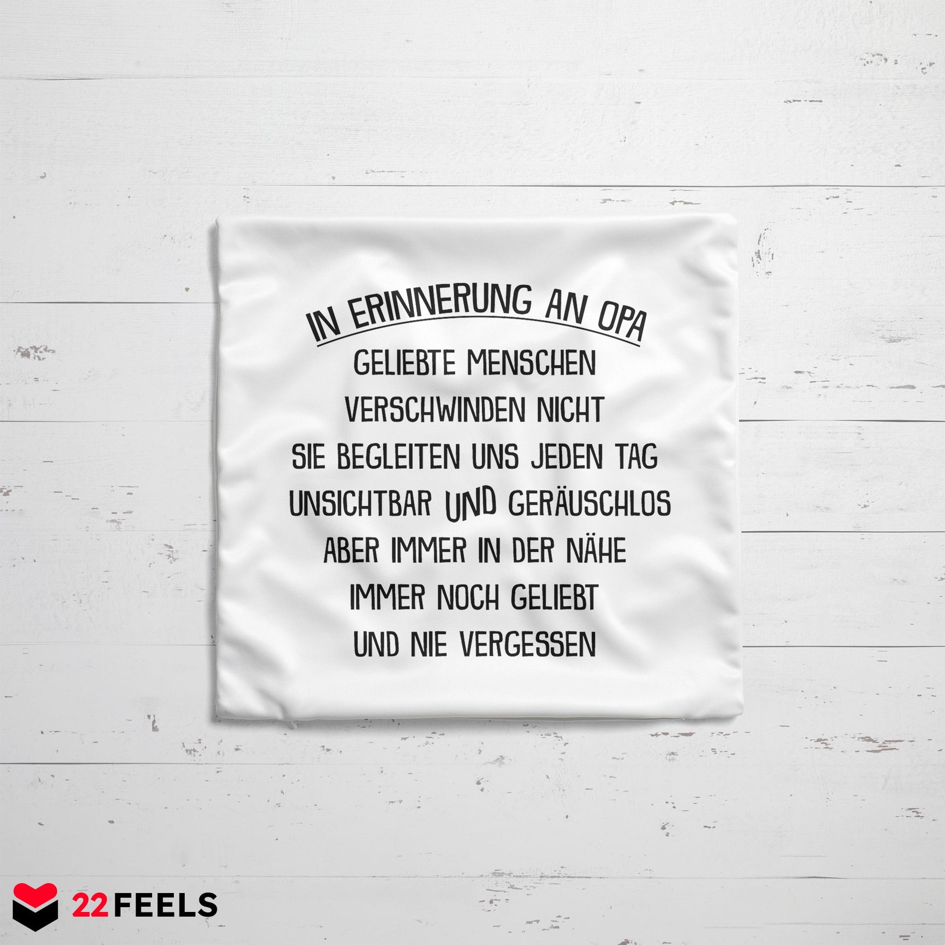 22Feels® In Erinnerung an Opa Kondolenzgeschenk - Einhorn Kissen mit Spruch (Weiss 40x40cm)-Kissen Weiss 40x40-22Feels