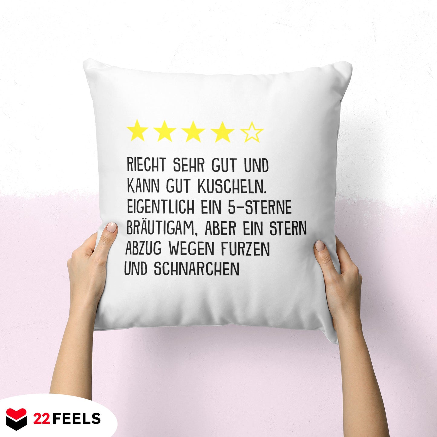 22Feels® Bräutigam Geschenk zur Hochzeit - Kissen mit Spruch (Weiss 40x40cm)-Kissen Weiss 40x40-22Feels