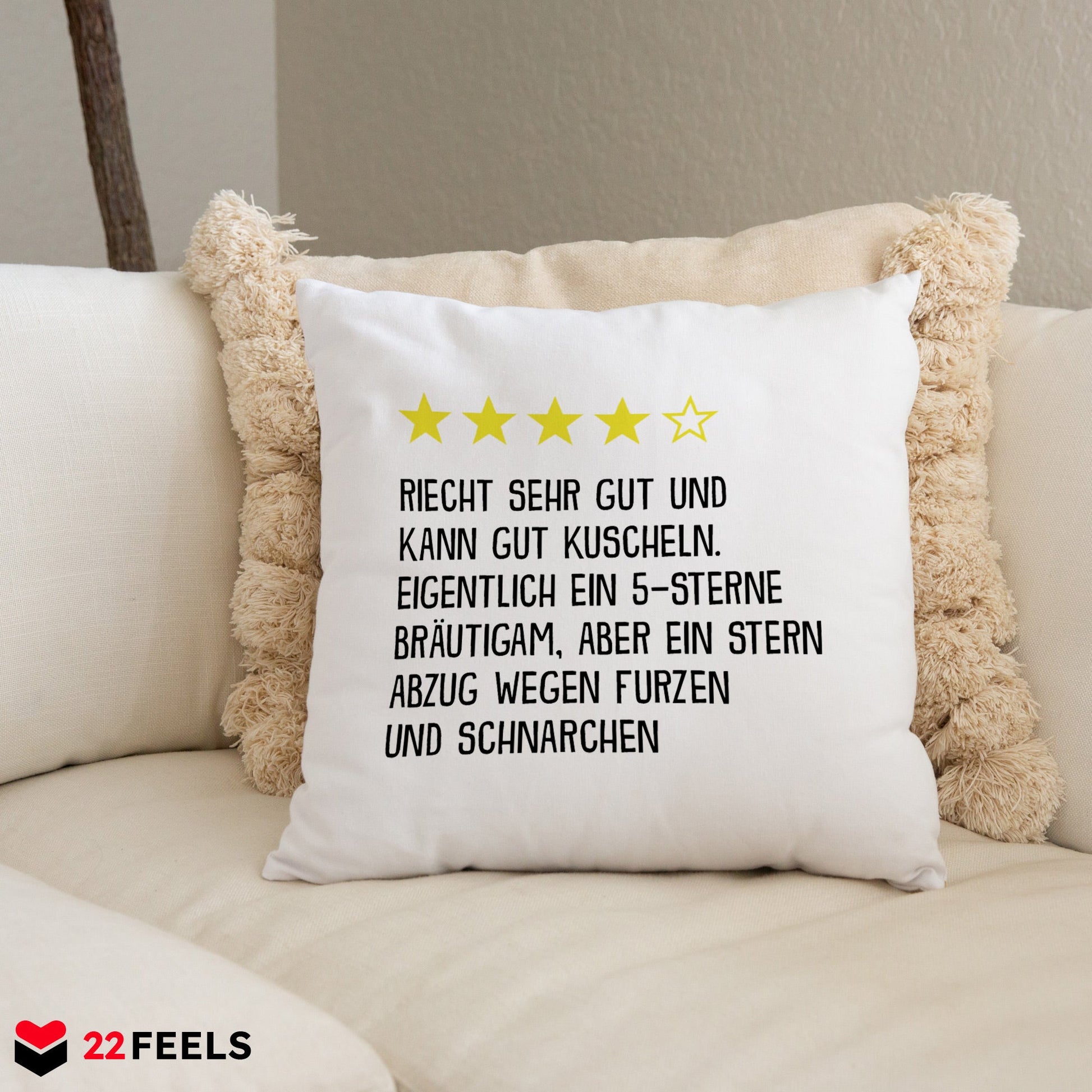 22Feels® Bräutigam Geschenk zur Hochzeit - Kissen mit Spruch (Weiss 40x40cm)-Kissen Weiss 40x40-22Feels