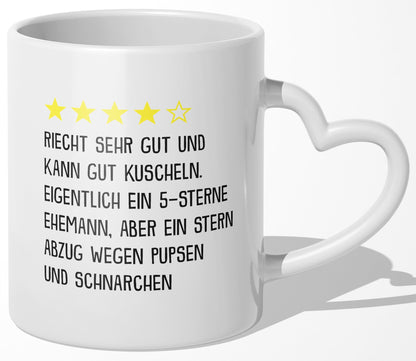 22Feels® Ehemann Geschenk zum Hochzeitstag, Valentinstag etc. - Tasse mit Spruch (Herzhenkel, Weiss, 320ml)-Tasse Weiss Herzhenkel 320ml-22Feels