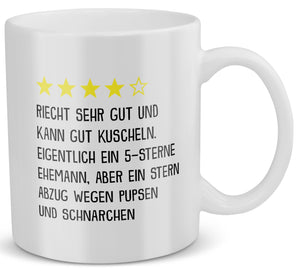 22Feels® Ehemann Geschenk zum Hochzeitstag, Valentinstag etc. - Tasse mit Spruch: 4 Sterne Ehemann (Weiss, 320ml)-Weisse Tasse 320ml-22Feels
