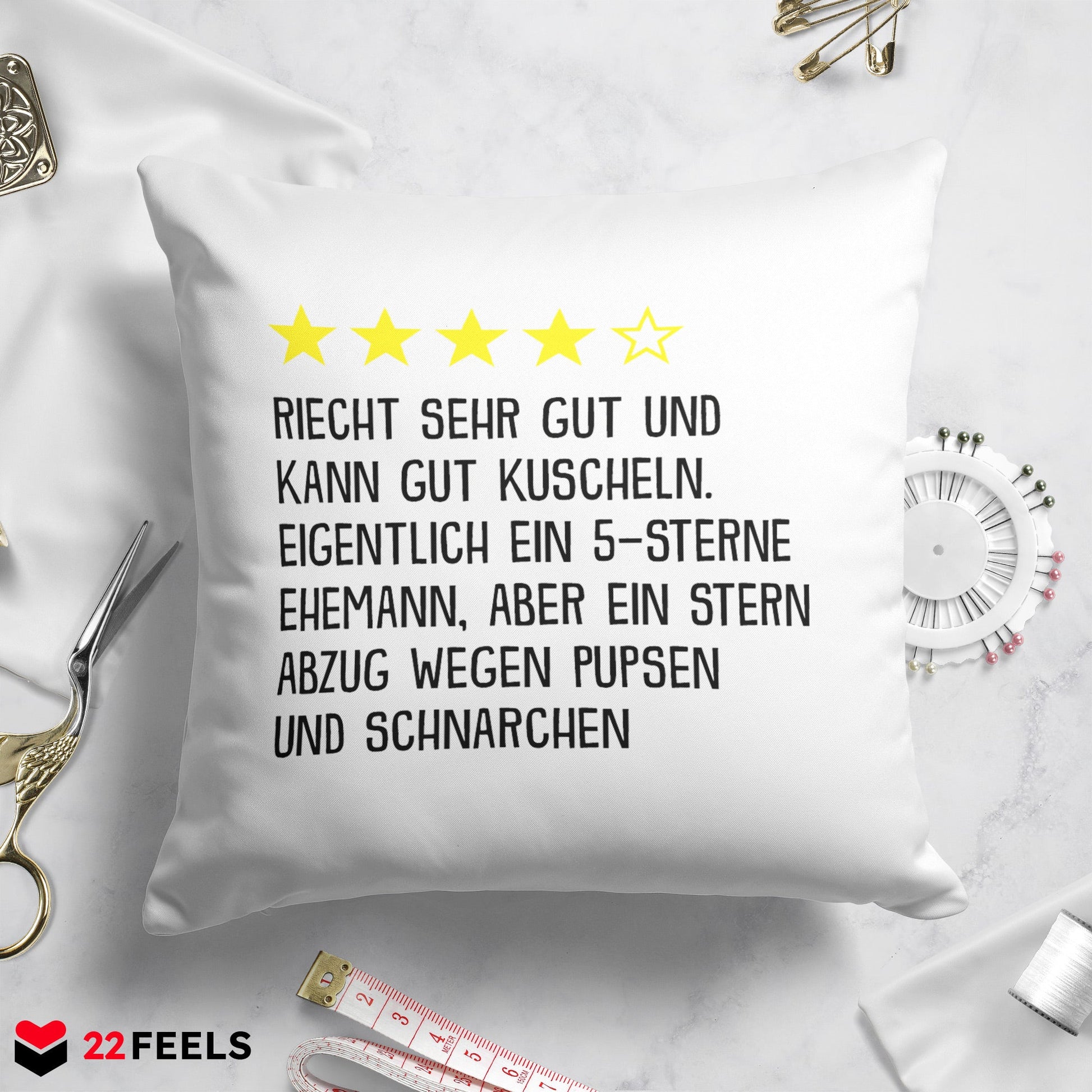 22Feels® Ehemann Geschenk zum Hochzeitstag, Valentinstag etc. - Kissen mit Spruch (Weiss 40x40cm)-Kissen Weiss 40x40-22Feels