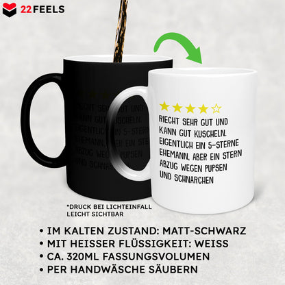 22Feels® Ehemann Geschenk zum Hochzeitstag, Valentinstag etc. - Zaubertasse mit Spruch (Matt-Schwarz und Weiss, 320ml)-Farbwechsel Tasse Matt 320ml-22Feels