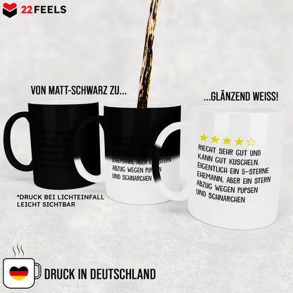 22Feels® Ehemann Geschenk zum Hochzeitstag, Valentinstag etc. - Zaubertasse mit Spruch (Matt-Schwarz und Weiss, 320ml)-Farbwechsel Tasse Matt 320ml-22Feels