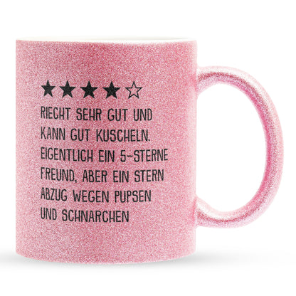 22Feels® Freund Geschenk zum Jahrestag, Valentinstag etc. - Glitzertasse mit Spruch (Pink, 320ml)-Glitzertasse Pink 320ml-22Feels