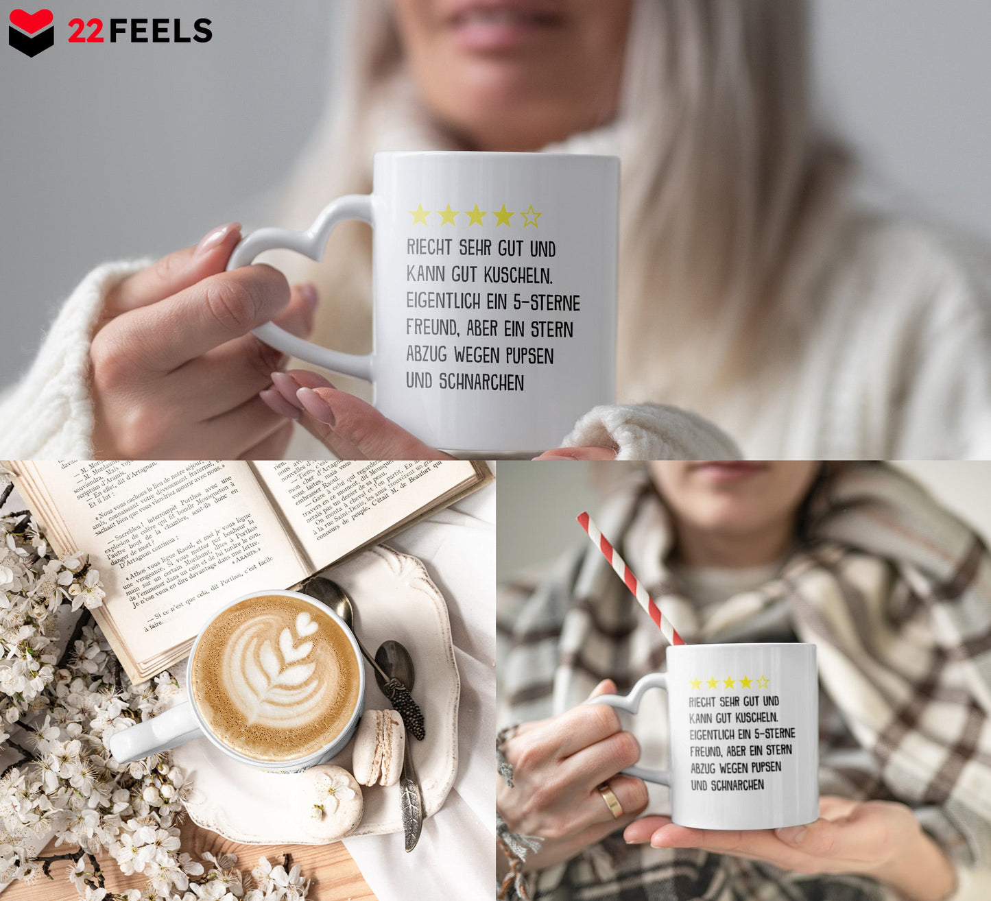 22Feels® Freund Geschenk zum Jahrestag, Valentinstag etc. - Tasse mit Spruch (Herzhenkel, Weiss, 320ml)-Tasse Weiss Herzhenkel 320ml-22Feels