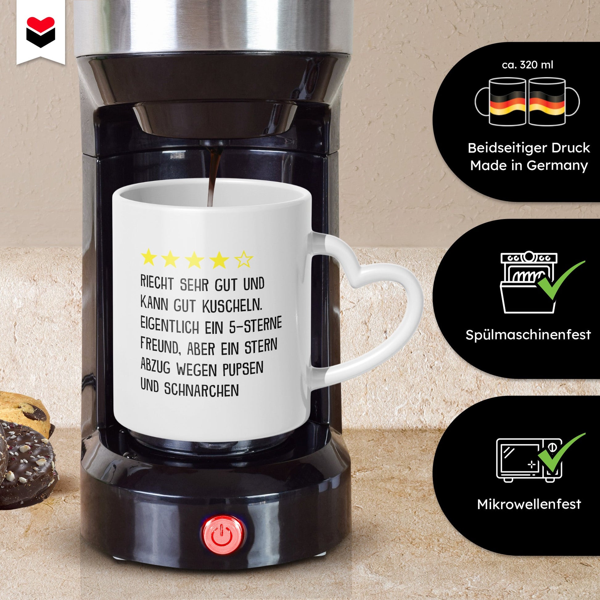 22Feels® Freund Geschenk zum Jahrestag, Valentinstag etc. - Tasse mit Spruch (Herzhenkel, Weiss, 320ml)-Tasse Weiss Herzhenkel 320ml-22Feels