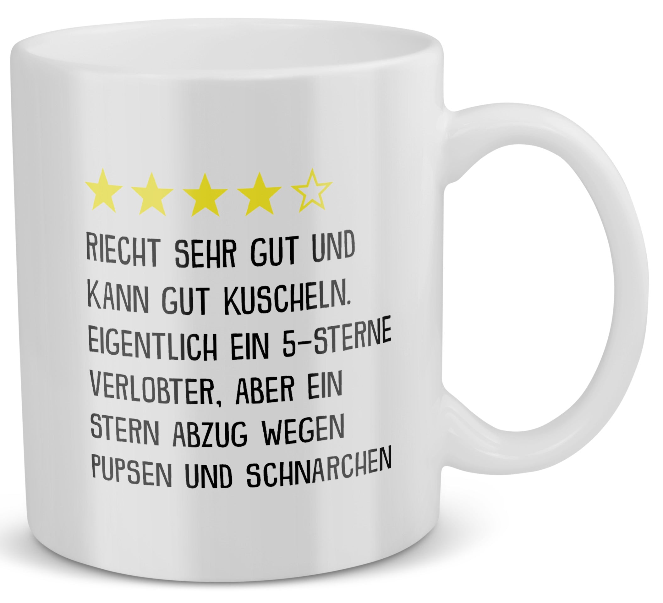 22Feels® Verlobter Geschenk - Tasse mit Spruch: 4 Sterne Verlobter (Weiss, 320ml)-Weisse Tasse 320ml-22Feels