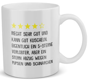 22Feels® Verlobter Geschenk - Tasse mit Spruch: 4 Sterne Verlobter (Weiss, 320ml)-Weisse Tasse 320ml-22Feels