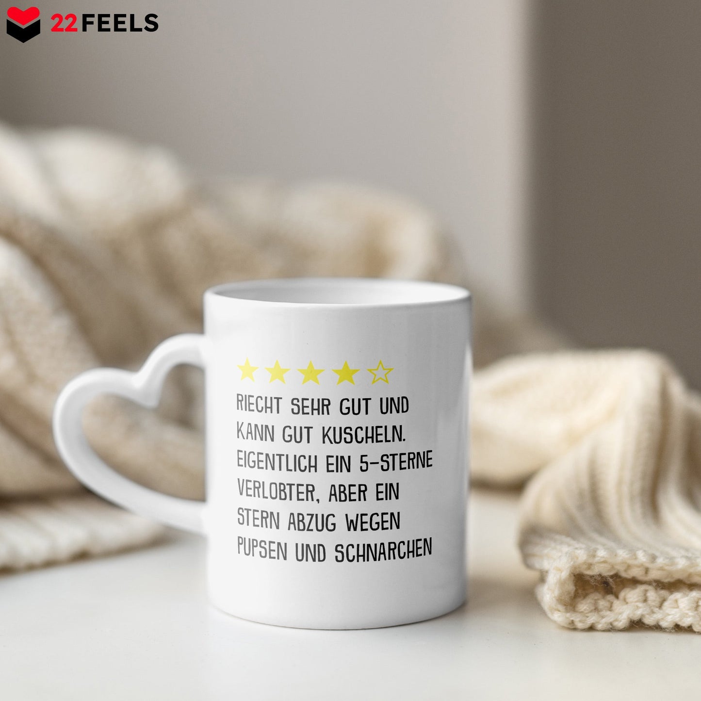 22Feels® Verlobter Geschenk - Tasse mit Spruch (Herzhenkel, Weiss, 320ml)-Tasse Weiss Herzhenkel 320ml-22Feels