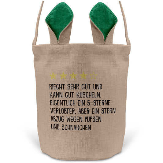 22Feels® Verlobter Männer Osterkorb mit Henkel Ostergeschenk Tragetasche Ostern Deko Osternest Körbchen Hasenohren (Beige/Grün)-Ostern Tragetasche-22Feels