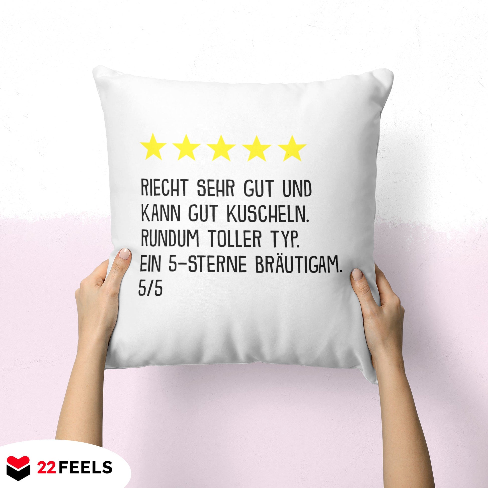 22Feels® Bräutigam Geschenk zur Hochzeit - Kissen mit Spruch (Weiss 40x40cm)-Kissen Weiss 40x40-22Feels