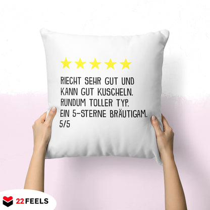 22Feels® Bräutigam Geschenk zur Hochzeit - Kissen mit Spruch (Weiss 40x40cm)-Kissen Weiss 40x40-22Feels