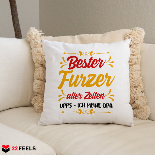 22Feels® Opa Geschenk - Kissen mit Spruch (Weiss 40x40cm)-Kissen Weiss 40x40-22Feels