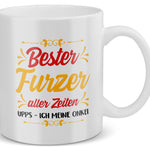 22Feels® Onkel Geschenk - Tasse mit Spruch: Bester Furzer Aller Zeiten (Weiss, 320ml)-Weisse Tasse 320ml-22Feels