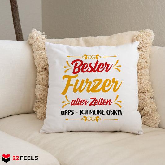 22Feels® Onkel Geschenk - Kissen mit Spruch (Weiss 40x40cm)-Kissen Weiss 40x40-22Feels