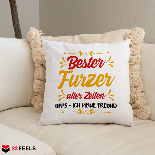 22Feels® Freund Geschenk zum Jahrestag, Valentinstag, Geburtstag etc. - Kissen mit Spruch (Weiss 40x40cm)-Kissen Weiss 40x40-22Feels