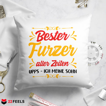 22Feels® Sohn Geschenk - Kissen mit Spruch (Weiss 40x40cm)-Kissen Weiss 40x40-22Feels