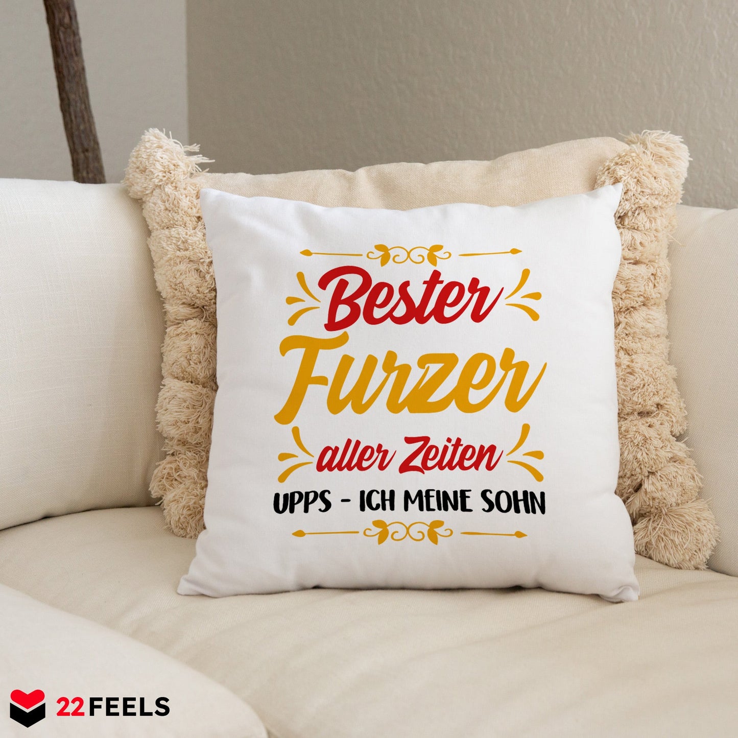 22Feels® Sohn Geschenk - Kissen mit Spruch (Weiss 40x40cm)-Kissen Weiss 40x40-22Feels
