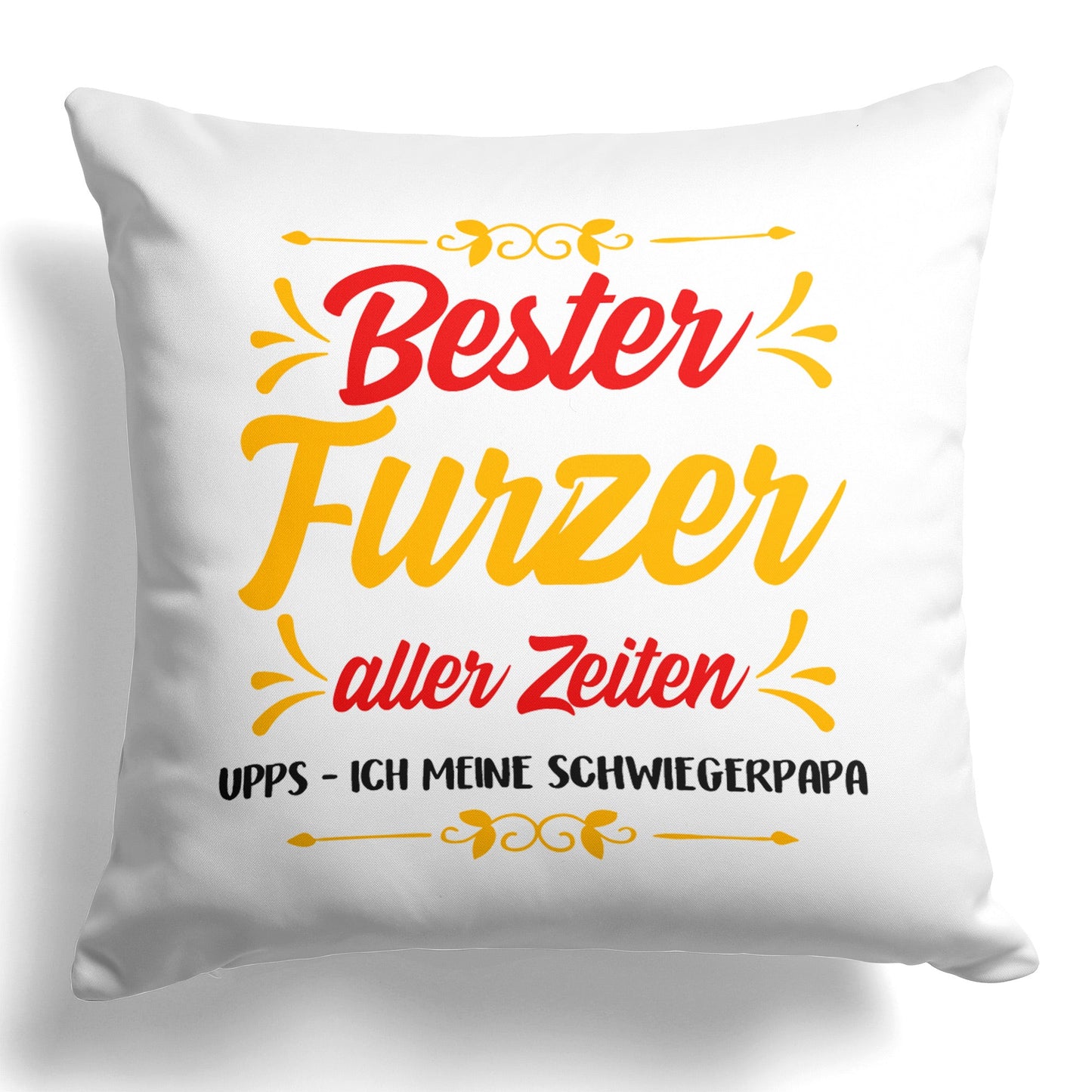 22Feels® Schwiegervater Geschenk - Kissen mit Spruch (Weiss 40x40cm)-Kissen Weiss 40x40-22Feels
