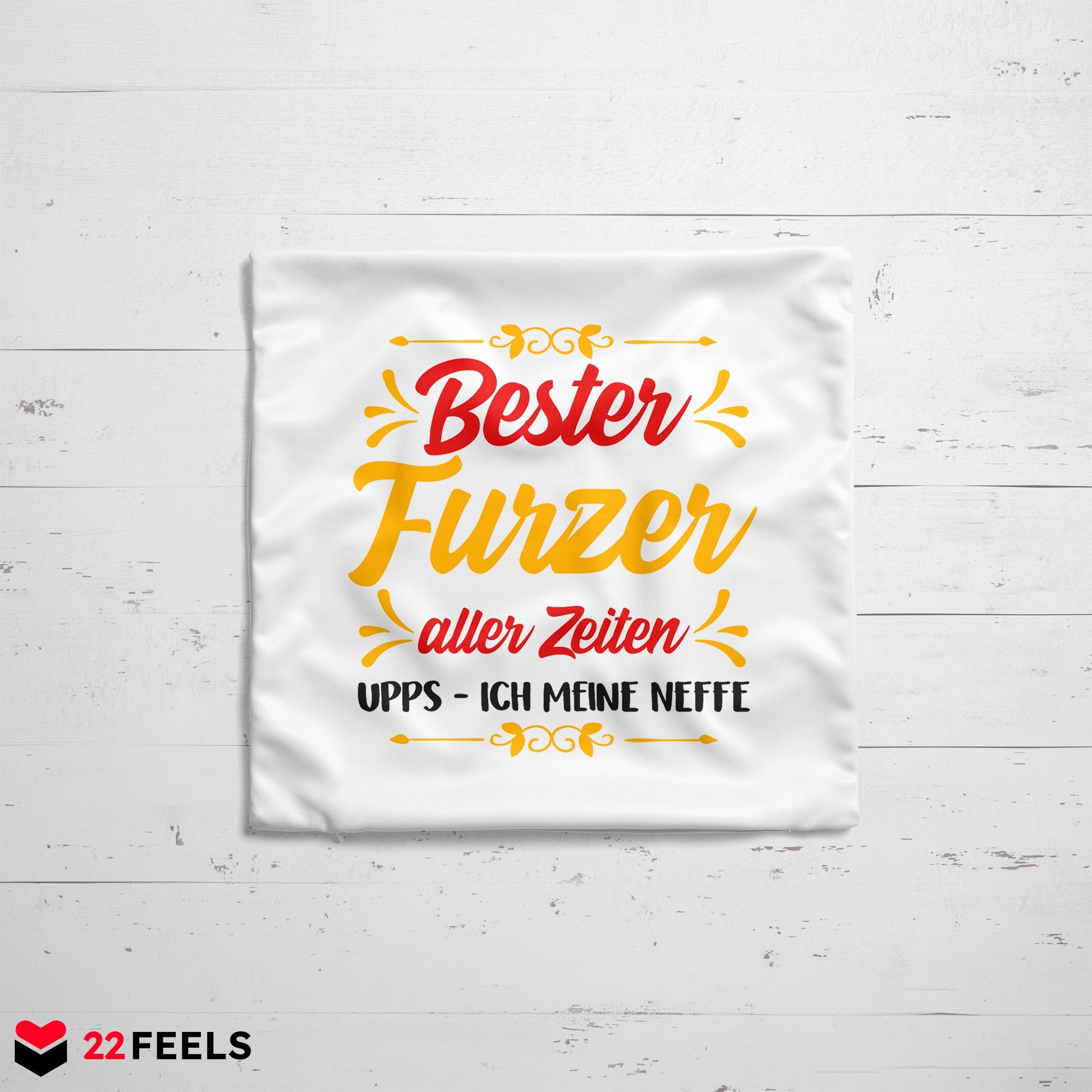 22Feels® Neffe Geschenk - Kissen mit Spruch (Weiss 40x40cm)-Kissen Weiss 40x40-22Feels