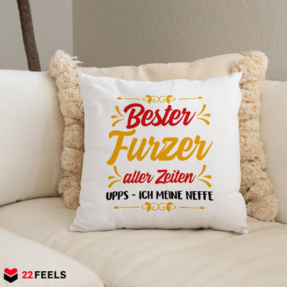 22Feels® Neffe Geschenk - Kissen mit Spruch (Weiss 40x40cm)-Kissen Weiss 40x40-22Feels