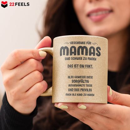 22Feels® Mama Geschenk - Glitzertasse mit Spruch (Gold, 320ml)-Glitzertasse Gold 320ml-22Feels