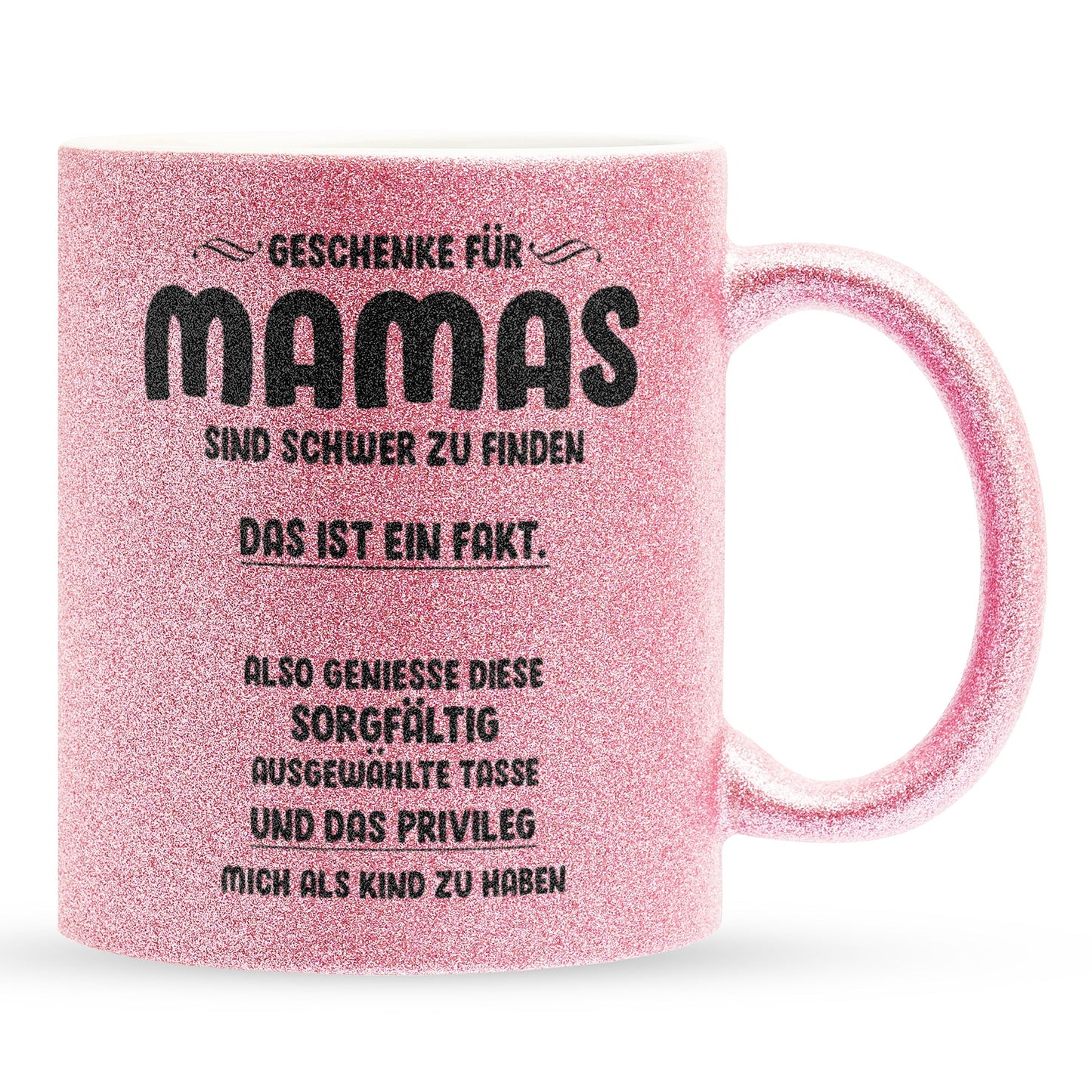 22Feels® Mama Geschenk - Glitzertasse mit Spruch (Pink, 320ml)-Glitzertasse Pink 320ml-22Feels