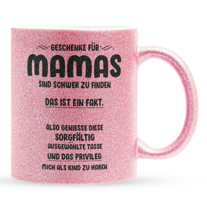 22Feels® Mama Geschenk - Glitzertasse mit Spruch (Pink, 320ml)-Glitzertasse Pink 320ml-22Feels