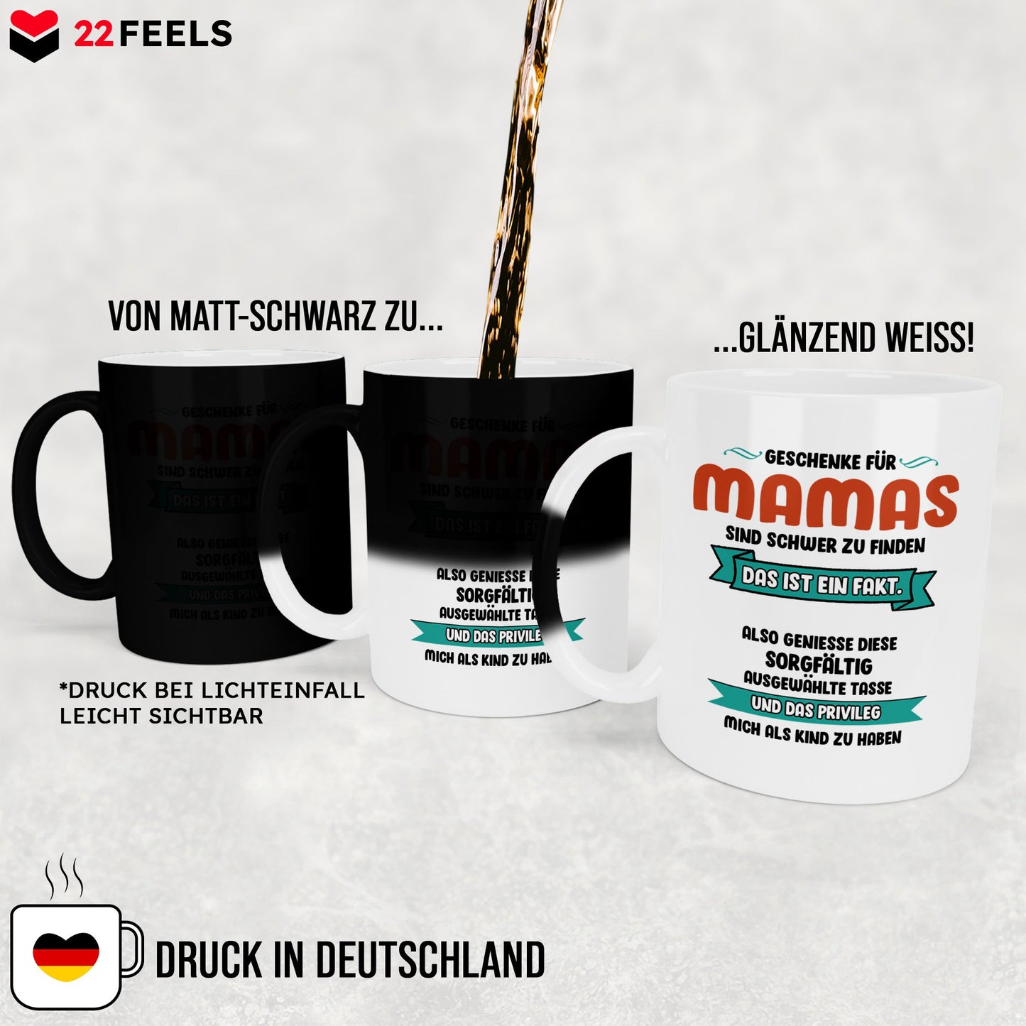 22Feels® Mama Geschenk - Zaubertasse mit Spruch (Matt-Schwarz und Weiss, 320ml)-Farbwechsel Tasse Matt 320ml-22Feels