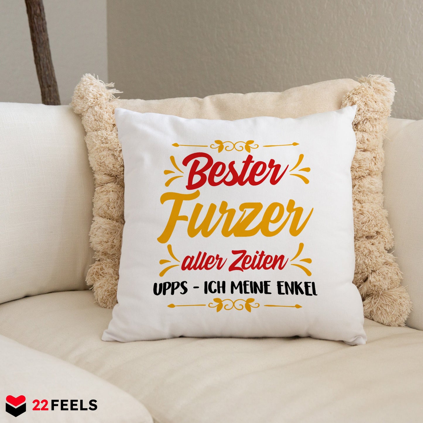 22Feels® Enkel Geschenk von Oma und Opa - Kissen mit Spruch (Weiss 40x40cm)-Kissen Weiss 40x40-22Feels