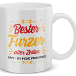 22Feels® Patenonkel Geschenk - Tasse mit Spruch: Bester Furzer Aller Zeiten (Weiss, 320ml)-Weisse Tasse 320ml-22Feels